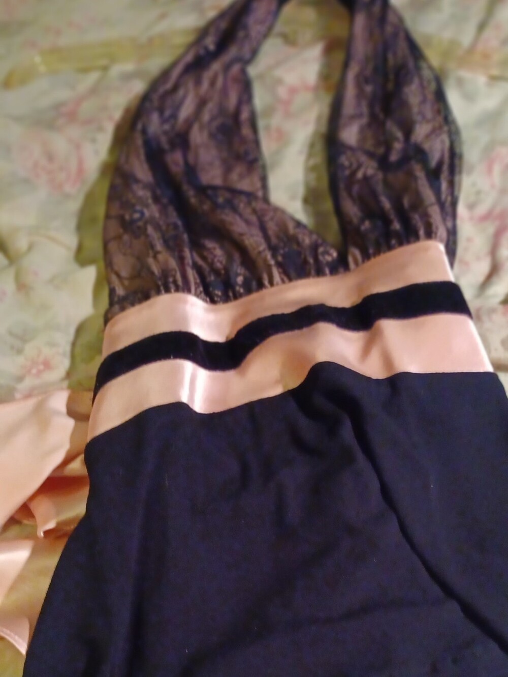 Arden B Black and Blush Lace-Trim Tank